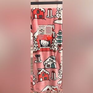 New Hello Kitty Christmas Pink Cabin House Plush Throw Blanket 50 x 70 In.